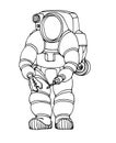 Modern heavy deep water diver suit with spotlight, manipulator and jetpack Royalty Free Stock Photo